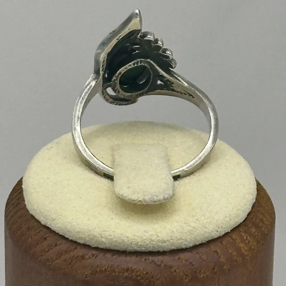 Vintage 875 Silver Malachite Ring USSR Size 7 there’r earrings  listing here